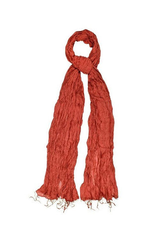 Silk & Linen Crinkle Scarf - Apricot Brandy