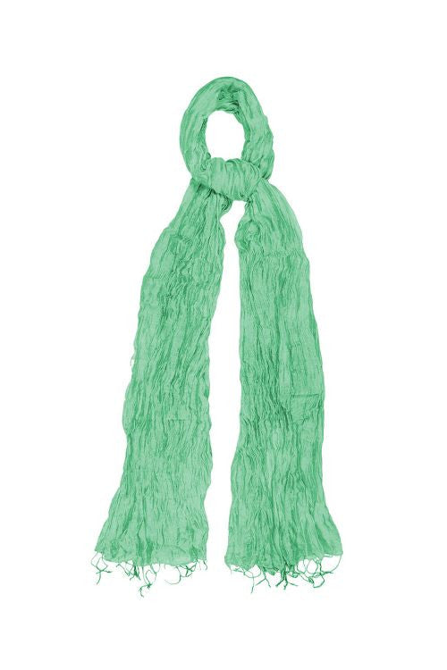 Silk & Linen Crinkle Scarf - Opal Green