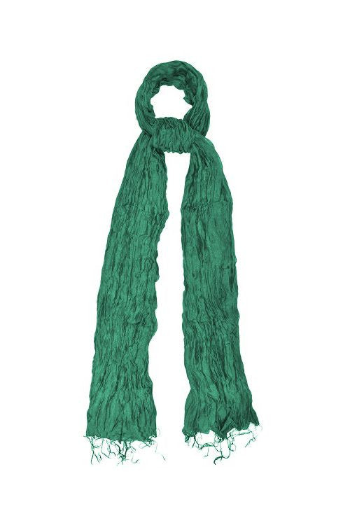 Silk & Linen Crinkle Scarf - Jade