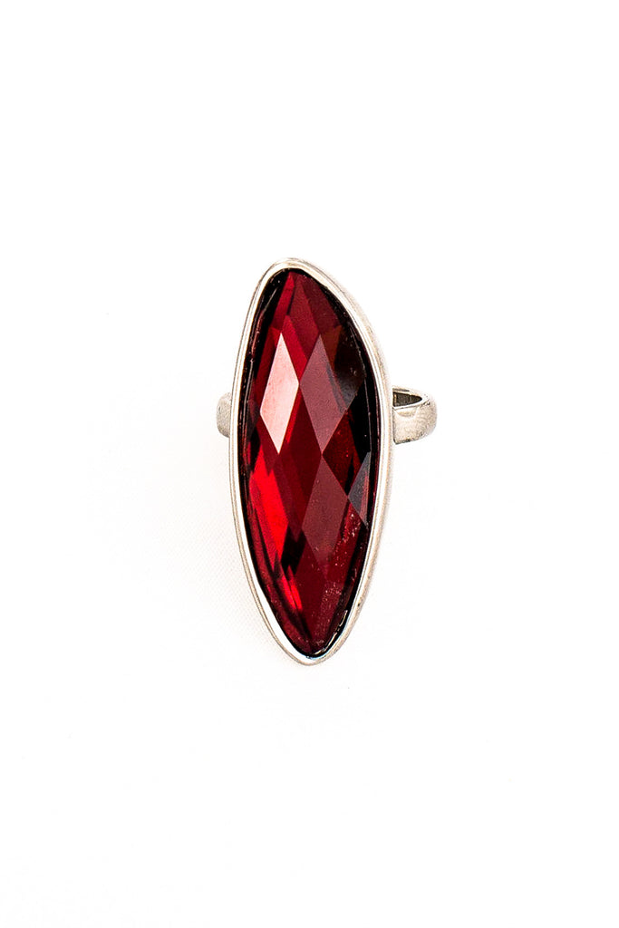 Red Facetted Organic Ring