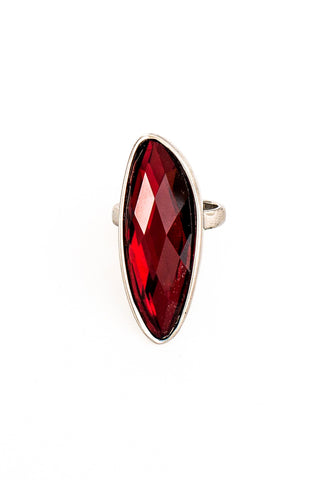 Red Facetted Organic Ring