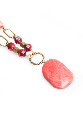 Indian Dance Necklace - Coral
