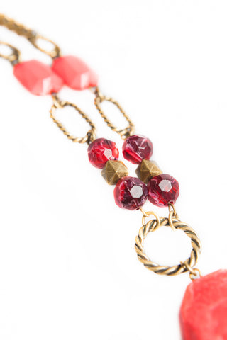 Indian Dance Necklace - Coral