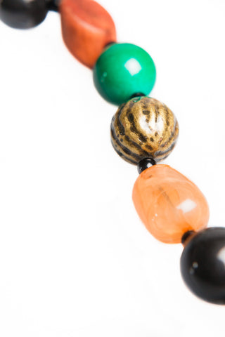 Black, Green & Terracotta Beaded Necklace