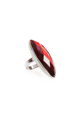 Red Facetted Organic Ring