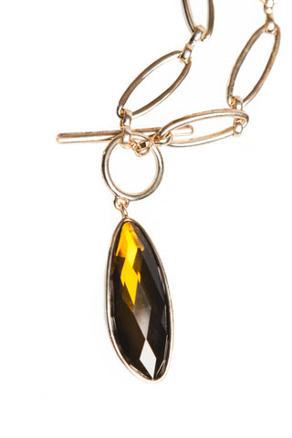 Smokey Green & Gold Organic Linked Necklace