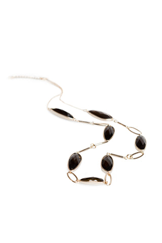 Smokey Green & Gold Organic Station Necklace