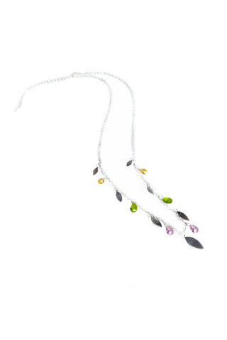 Delicate Leaf Necklace - Pink & Green