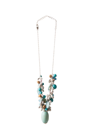 Beaded Gems Necklace - Duck Egg