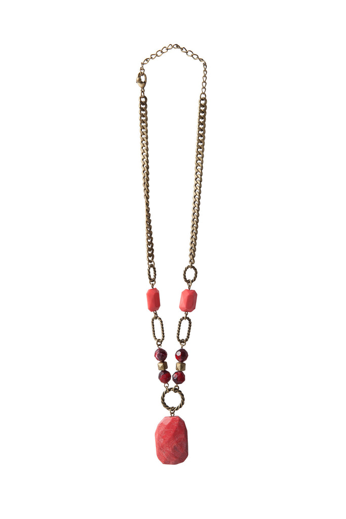 Indian Dance Necklace - Coral