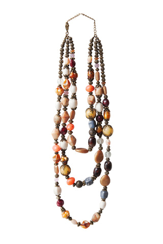 Beaded Gems Necklace - Brown