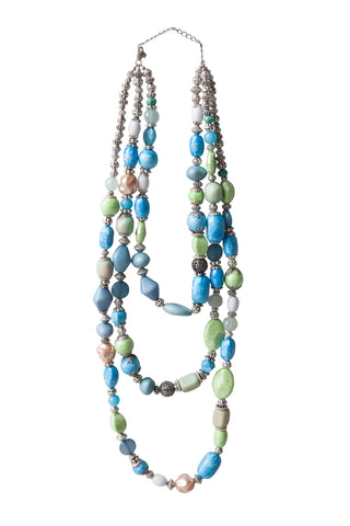 Beaded Gems Necklace - Blue