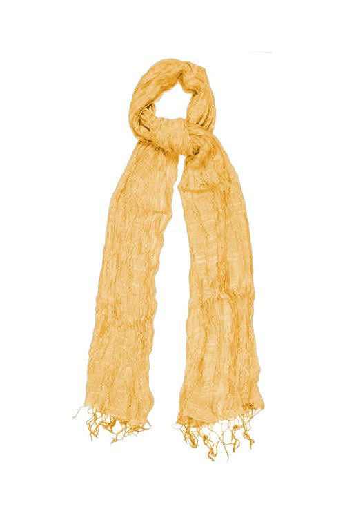 Silk & Linen Crinkle Scarf - Golden Sunlight