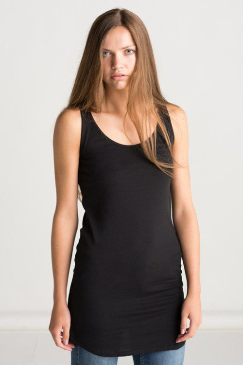 Organic Curved Vest Dress - Black