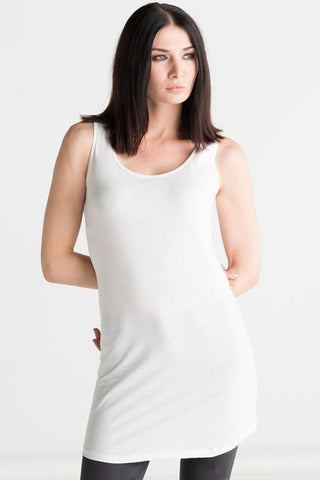 Organic Curved Vest Dress - White